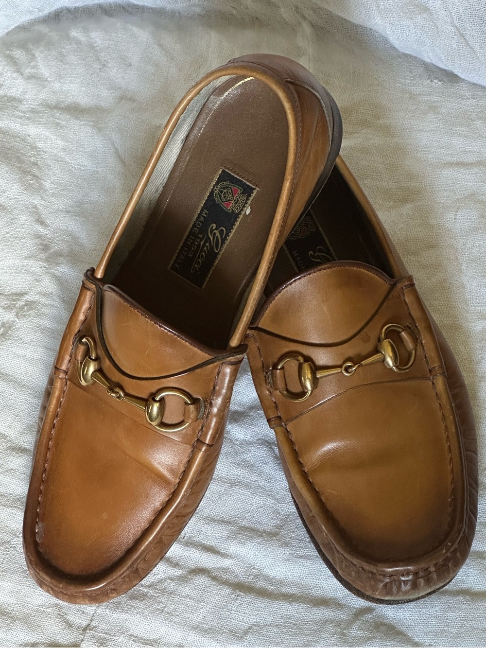 Rare Vintage GUCCI 1953 Burnished Camel Brown Horsebit Loafers 9/9.5/10